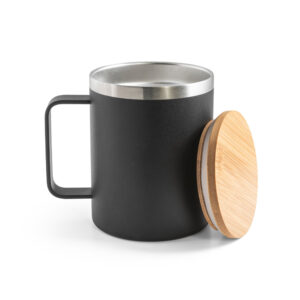 Copo em aço inox com tampa em bambu 420 mL - Image 4