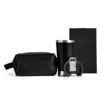 kit necessaire e copo térmico